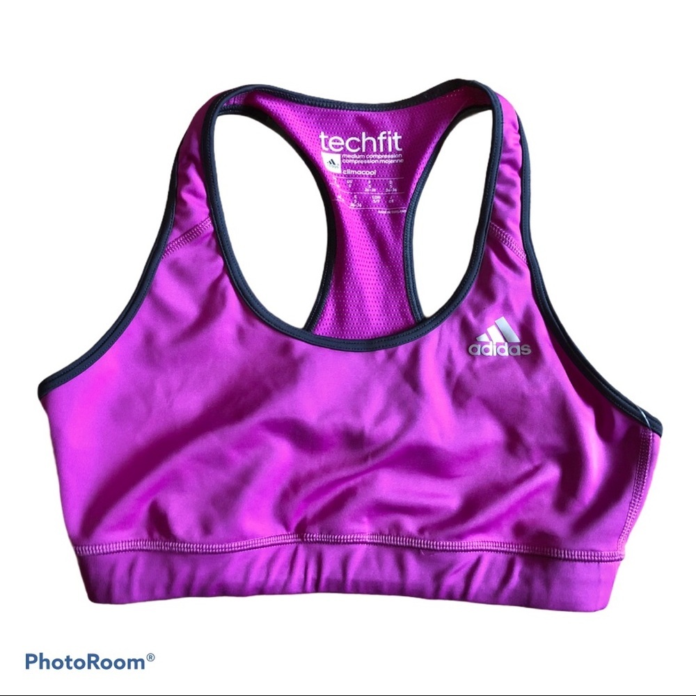 Adidas Sports Bra Tech Fit Climacool Stretch Pinkish Black Purple Size Small